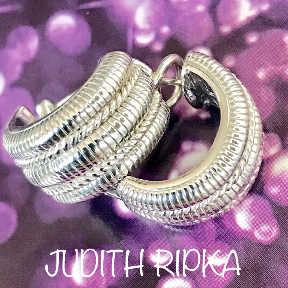 Judith Ripka Silver Omega Cabled Earrings